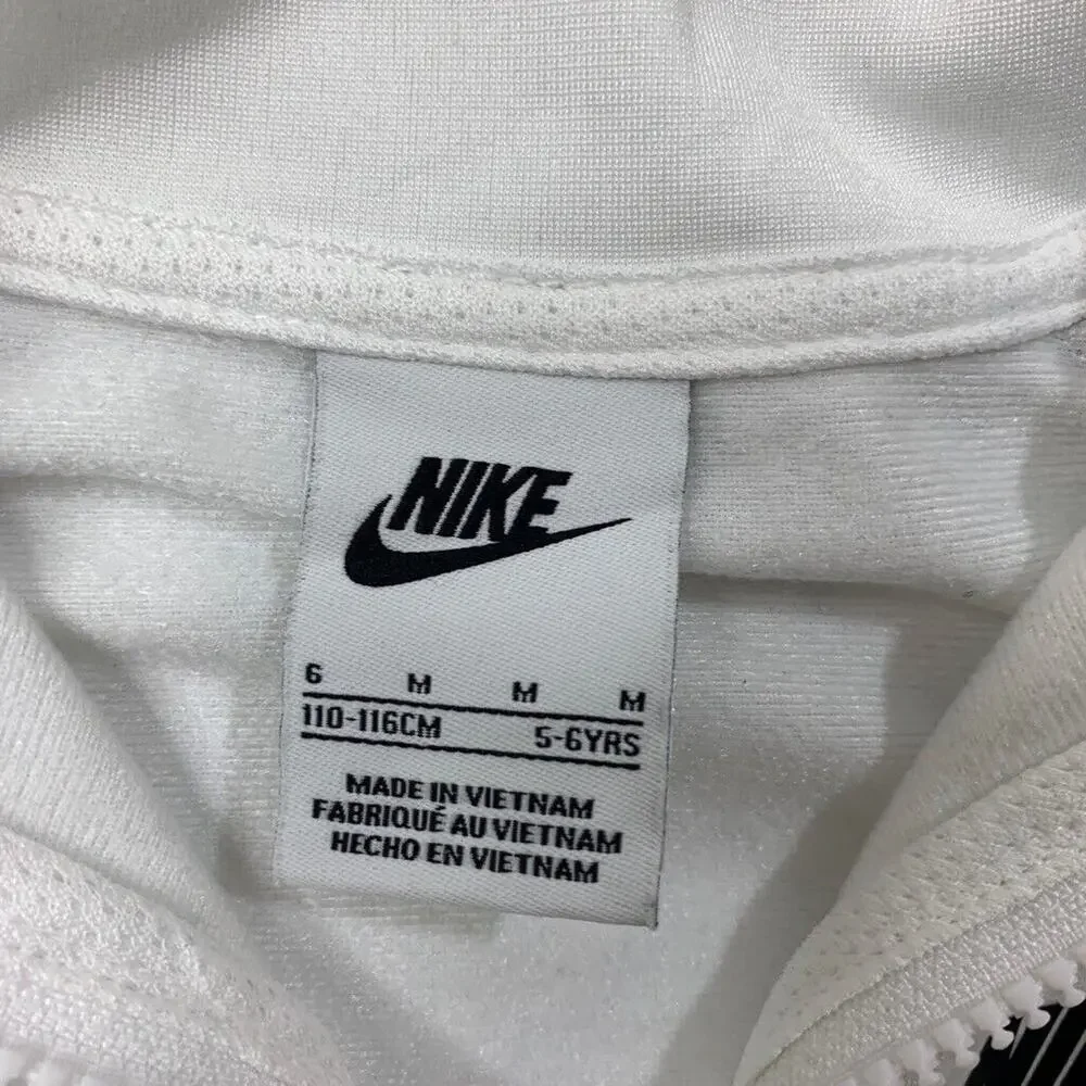 Nike‎ Jacket Boys Youth M Medium White Black Full Zip Swoosh Track 5-6 Years Old